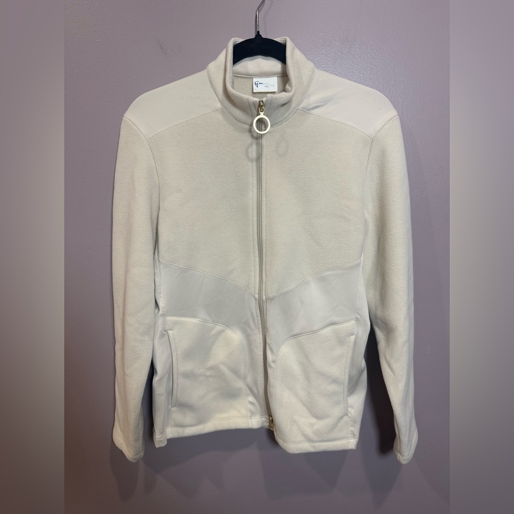 Gymshark Cream Fleece‎ Jacket with Ring Zipper